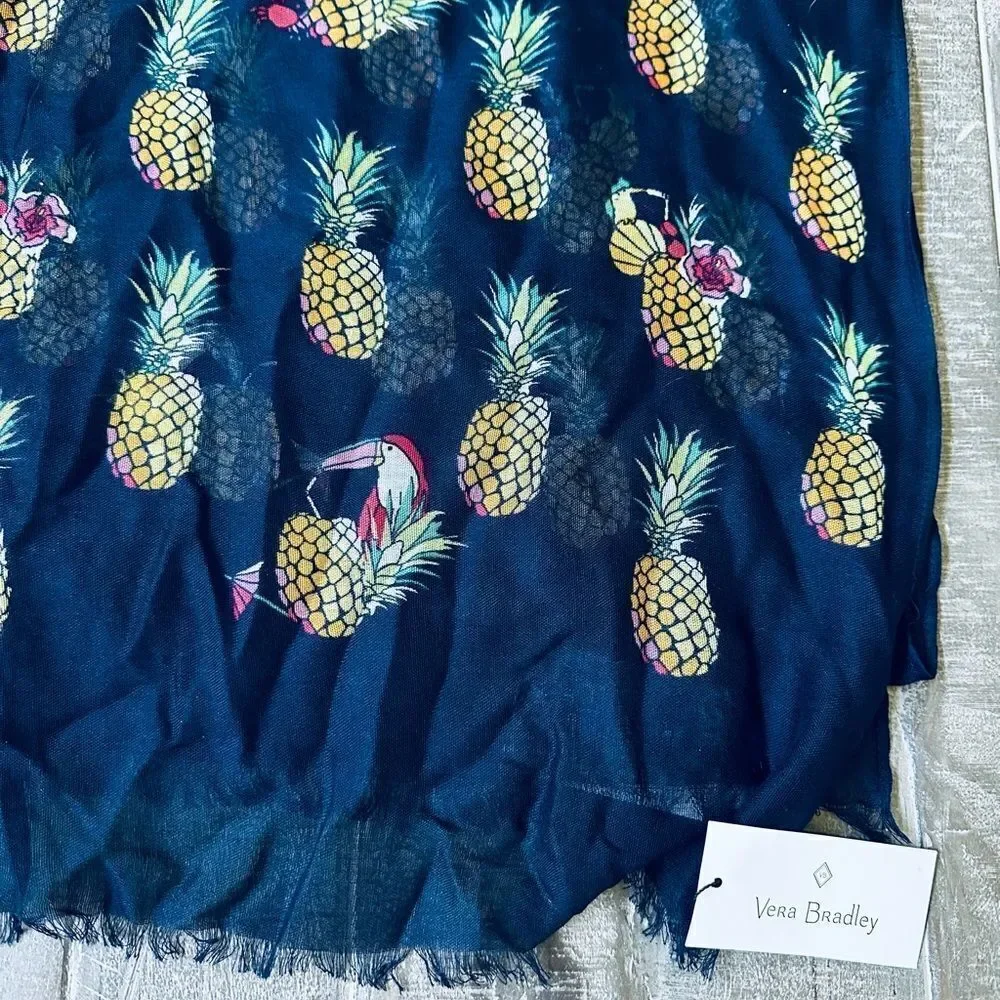 Vera Bradley Toucan Party Tropical Pineapple Soft Fringe Scarf
